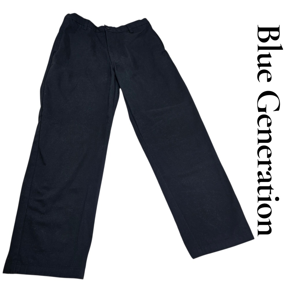 Blue Generation Pants‎ Mens W34 L30 Black Cotton Blend Stretch Waist Work Chino